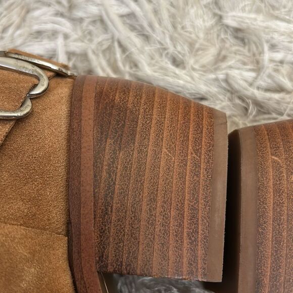 NWOB Sam Edelman Bellamie Suede Harness Western Ankle Boots in Camel Suede Sz 8 - Picture 7 of 11